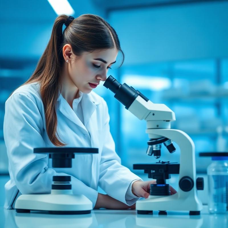 Scientist looking through a microscope